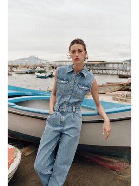 ZARA Z1975 BALLOON LEG DENIM JUMPSUIT